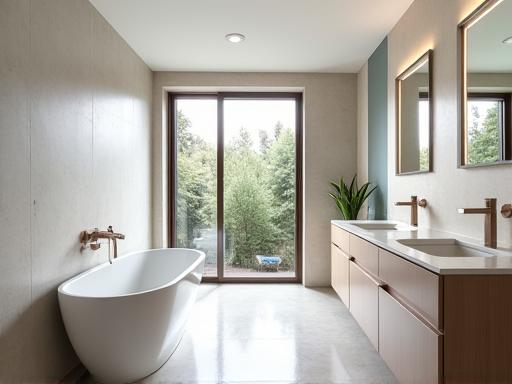 A completely renovated modern bathroom.